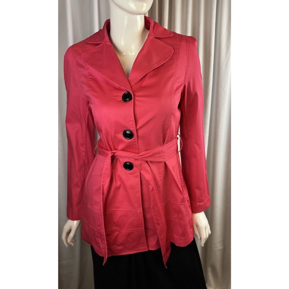 Jules & Leopold Trench Coat Coral M Colorful Preppy Academia Rockabilly 58-05